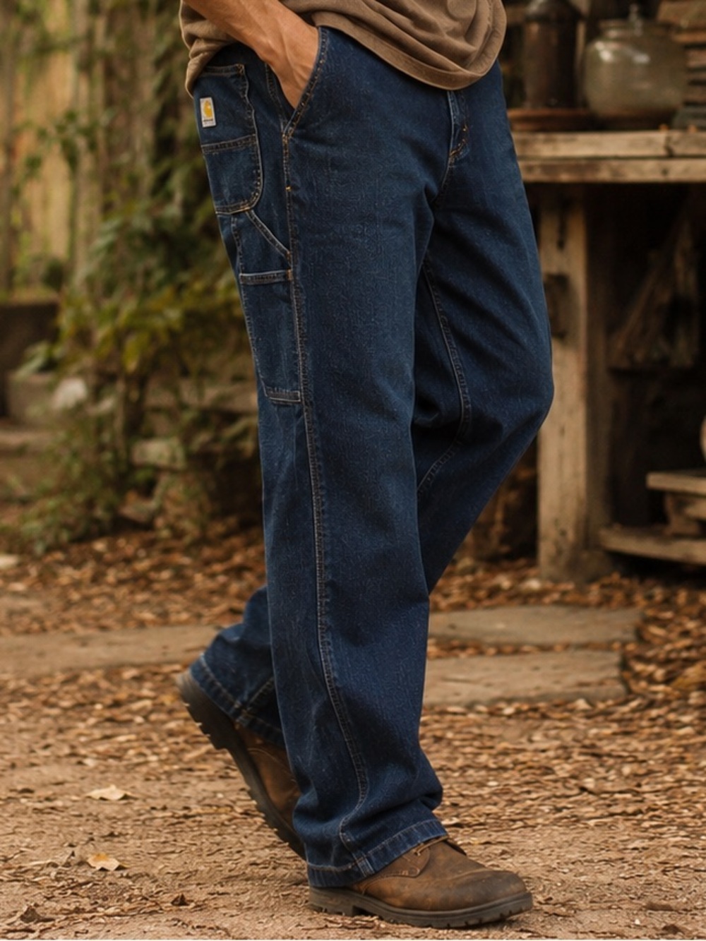 Carhartt Relaxed Fit Carpenter Cargo Jeans Men’s 34x30 Dark Wash Workwear